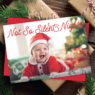 Schattigee Grappige Baby niet zo stille nachten fo Feestdagenkaart