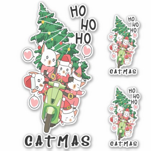 Schattigee Grappige  Cat Claus Catmas Sticker (Voorkant)