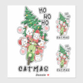 Schattigee Grappige  Cat Claus Catmas Sticker (Vel)