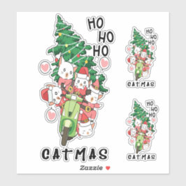 Schattigee Grappige  Cat Claus Catmas Sticker