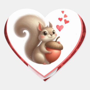 Schattigee grappige eekhoorn Valentijnsdag Hart Sticker
