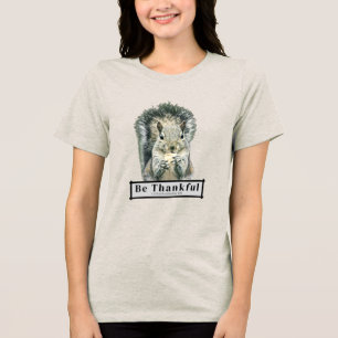 Schattigee grappige eekhoorn wees dankbaar Tri-Blend shirt