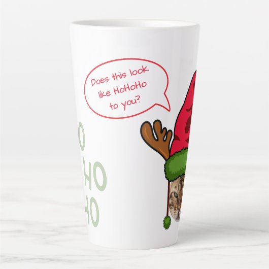 Schattigee Grappige Gepersonaliseerde Kat in Xmas Latte Mok (Voorkant)