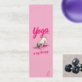 Schattigee Grappige Girly Hot Pink Pug Yogamat