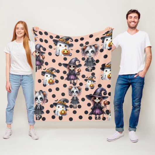 Schattigee Grappige Halloween Fleece Deken (In situ)