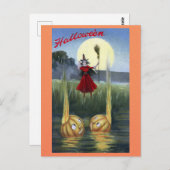 Schattigee Grappige  Halloween Heksenpompoen Briefkaart (Voorkant / Achterkant)