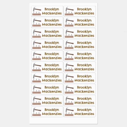 Schattigee, grappige hamer en spijkers cartoon gep labels (Vel)