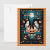 Schattigee Grappige Herfst Halloween Tarot Ghost L Briefkaart (Voorkant / Achterkant)