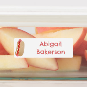 Schattigee grappige hotdog Weiner cartoon geperson Labels