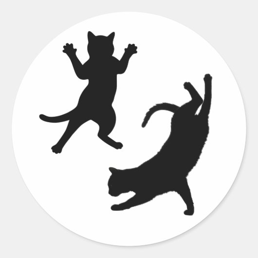 Schattigee grappige kat silhouet ronde sticker (Voorkant)