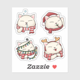 Schattigee grappige kerstkattencombo sticker