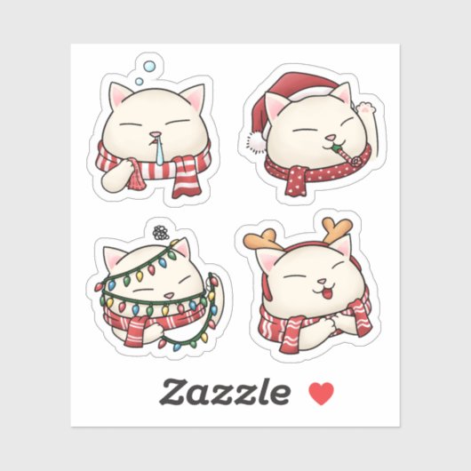 Schattigee grappige kerstkattencombo sticker (Vel)