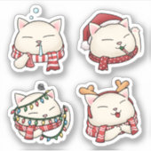 Schattigee grappige kerstkattencombo sticker (Voorkant)