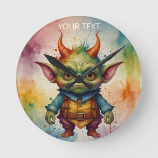 Schattigee grappige kleine goblin creature levendi ronde klok