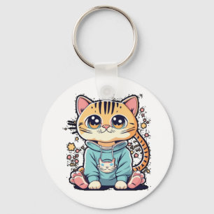 Schattigee grappige kleine kitten Chiffon Top Sleutelhanger
