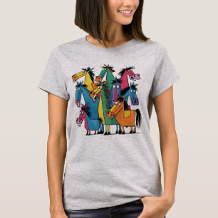 Schattigee Grappige Kleurrijke Paarden Abstracte K T-shirt