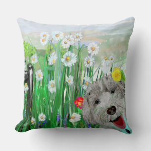Schattigee, grappige Labradoodle Daisies Sierkusse Kussen