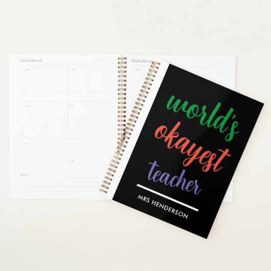 Schattigee grappige leraar waardering planner (Display)