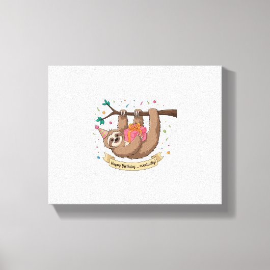 Schattigee Grappige Luiaard Gelukkige Verjaardag Canvas Afdruk (Voorkant)