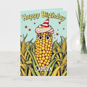 Schattigee Grappige Maïs Happy Birthday Kaart