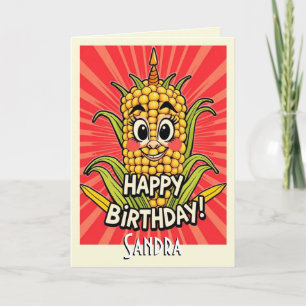 Schattigee Grappige Maïs Happy Birthday Kaart