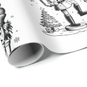 Schattigee grappige notenkrakers kerstversiering cadeaupapier (Rol Hoek)