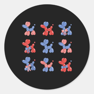 Schattigee Grappige Patriottische Ballonhond Coque Ronde Sticker