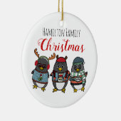 Schattigee Grappige Pinguïns | Aangepaste Familie  Keramisch Ornament (Rechts)