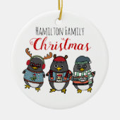 Schattigee Grappige Pinguïns | Aangepaste Familie  Keramisch Ornament (Voorkant)