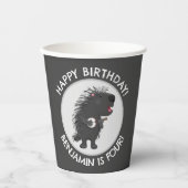 Schattigee grappige porcupine gepersonaliseerde ve papieren bekers (Voorkant)