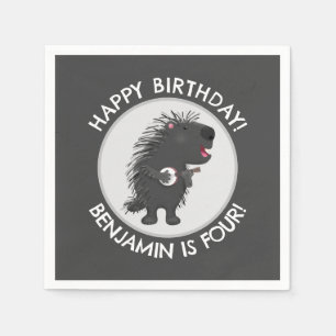 Schattigee grappige porcupine gepersonaliseerde ve servet
