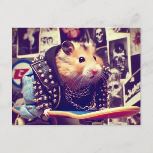 Schattigee Grappige Punk Skateboarding Hamster Briefkaart