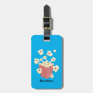 Schattigee grappige springen popcorn cartoon bagagelabel