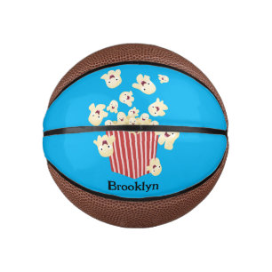 Schattigee grappige springen popcorn cartoon basketbal