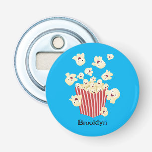 Schattigee grappige springen popcorn cartoon button flesopener