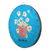 Schattigee grappige springen popcorn cartoon dartbord (Voorkant Rechts)