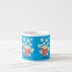 Schattigee grappige springen popcorn cartoon espresso kop