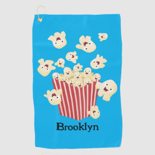 Schattigee grappige springen popcorn cartoon golfhanddoek