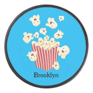 Schattigee grappige springen popcorn cartoon hockey puck