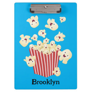 Schattigee grappige springen popcorn cartoon klembord