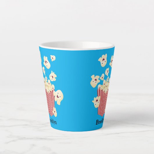 Schattigee grappige springen popcorn cartoon latte mok (Voorkant)