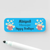 Schattigee grappige springen popcorn cartoon naamplaatje (In situ)