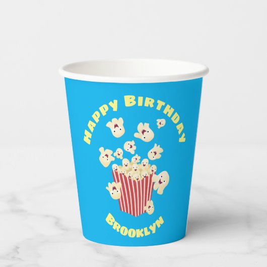 Schattigee grappige springen popcorn cartoon papieren bekers (Achterkant)