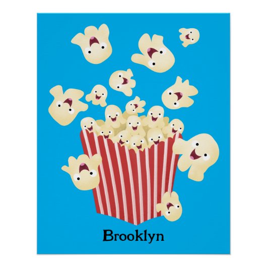 Schattigee grappige springen popcorn cartoon perfect poster (Voorkant)