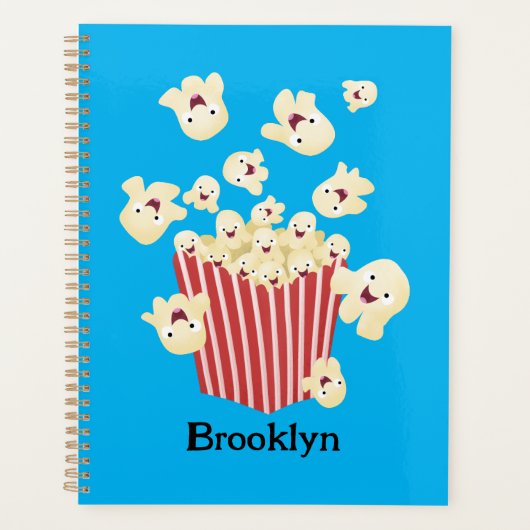 Schattigee grappige springen popcorn cartoon planner (Voorkant)