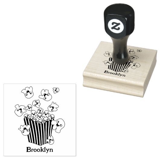 Schattigee grappige springen popcorn cartoon rubberstempel (Gestempeld)