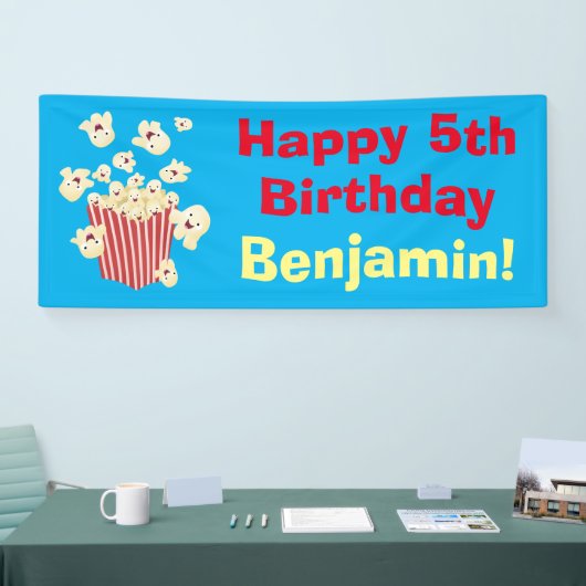 Schattigee grappige springen popcorn cartoon spandoek (Beurs)