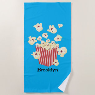 Schattigee grappige springen popcorn cartoon strandlaken