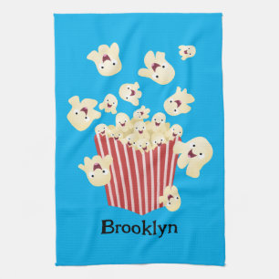 Schattigee grappige springen popcorn cartoon theedoek