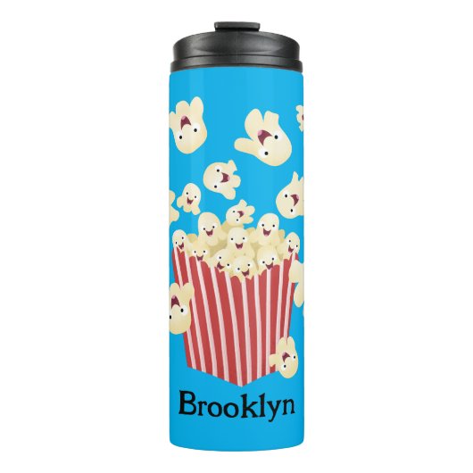 Schattigee grappige springen popcorn cartoon thermosbeker (Voorkant)